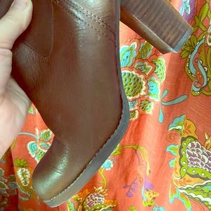 Coach dark brown leather heeled boots